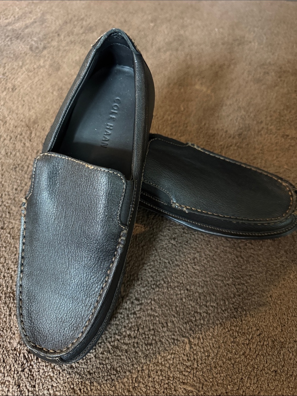 Cole Haan Black Leather Slip-On Loafers